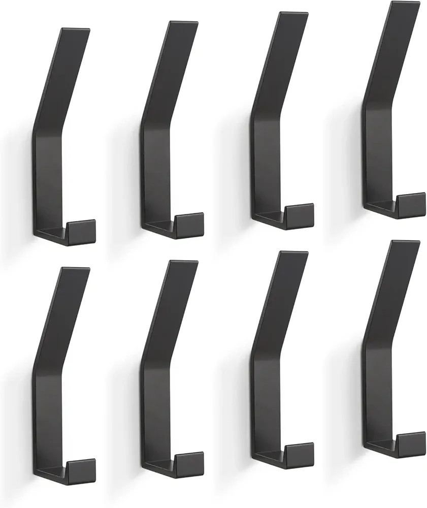 Coat Rack Hooks Wall Mounted, Black 8Packs, Bath Towel Rope Hooks for Kitchen, Door, Cabinet, Bat... | Amazon (US)
