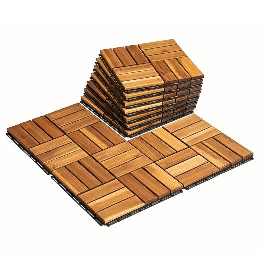 Premium Deck Tiles, Patio Flooring - Set 10 Pcs 12”x12”x0.9” Interlocking Deck Tiles, Water... | Amazon (US)