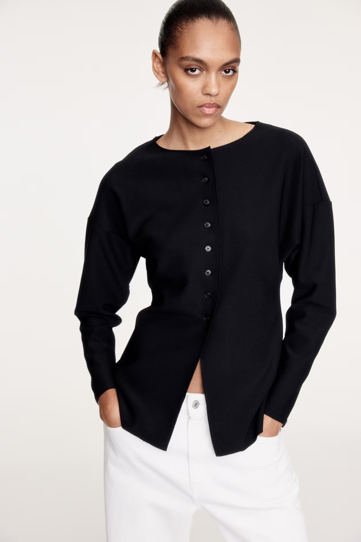 Waisted cardigan - Black - Ladies | H&M GB | H&M (UK, MY, IN, SG, PH, TW, HK)