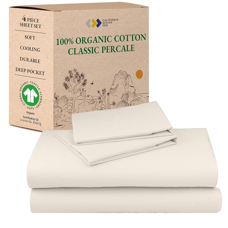 California Design Den Sheets Queen Size Bed Set - Soft 100% Organic Sheets with Deep Pockets, Cri... | Amazon (US)