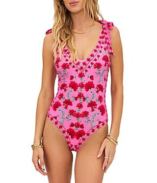 Beach Riot Floral Tie Shoulder Akira One Piece Swimsuit - XL | Dillard's