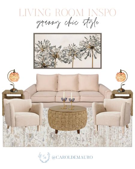 Time to add some granny chic elements to your modern home with this couch, neutral rug, rattan center table, a cute lamp, and more!
#designtips #homeinspo #grandmillenialstyle #furniturefinds

#LTKStyleTip #LTKSeasonal #LTKHome