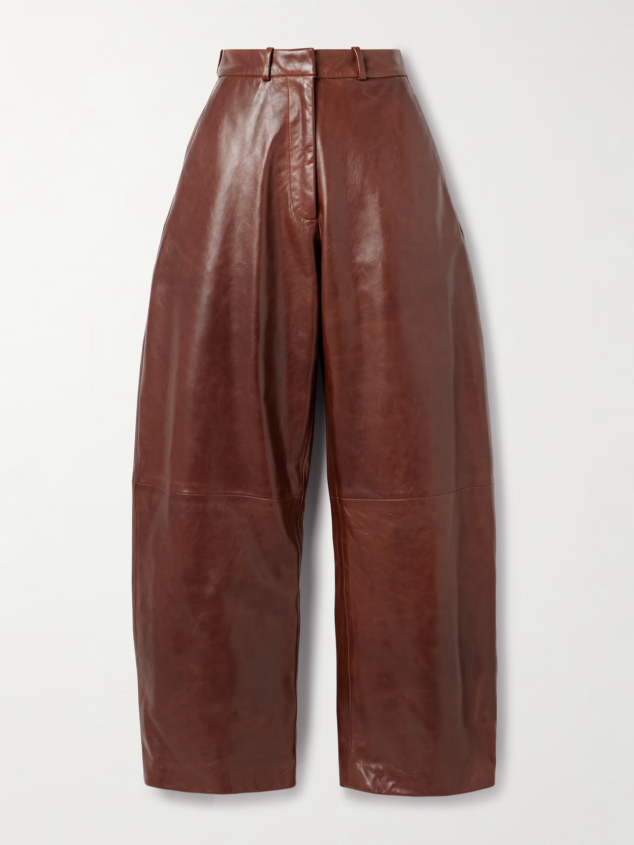 Nour Hammour - Leather Barrel-leg Pants - Brown | NET-A-PORTER (US)