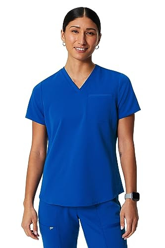Fabletics Women's Vital 1-Pocket Scrub Top - MotionTech, Wrinkle-Resist, Chest Pocket, Anti-Shrink, Semi-Slim Fit,2X, Royal Blue | Amazon (US)