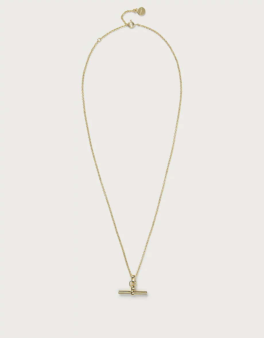 Gold Plated T-Bar Necklace | The White Company UK & ROW
