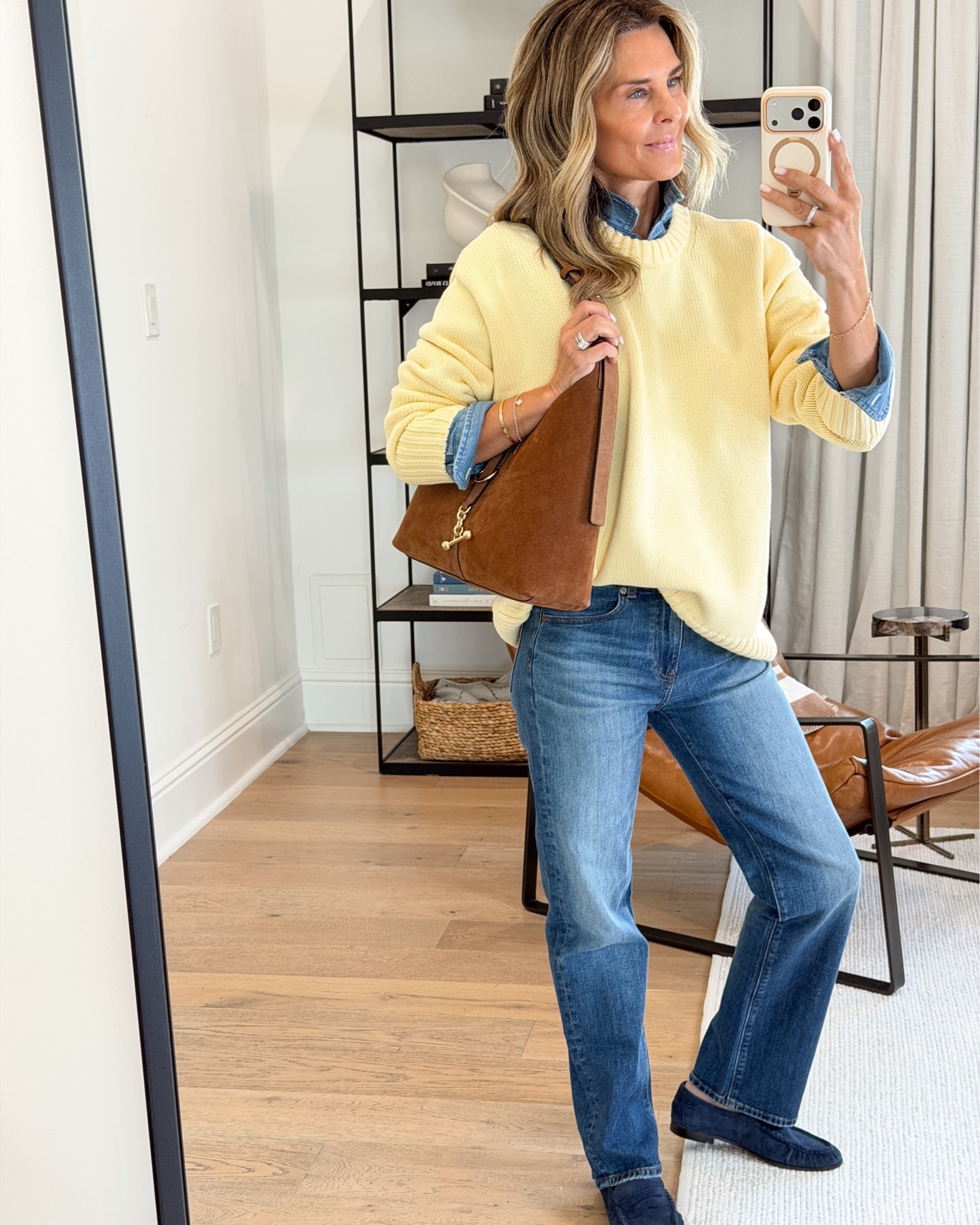 I’m 5’6’’
-yellow sweater size XS @gapstyle 
-jeans TTS
-denim button up size S @Frank & Eileen

#LTKootd #LTKOver40 #LTKSeasonal