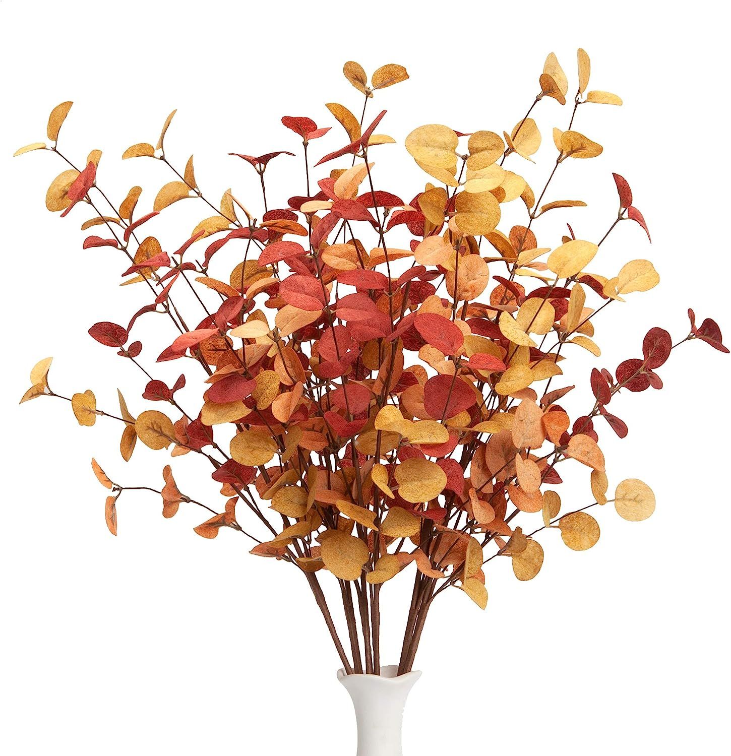 Amazon.com: 6 Pcs Artificial Eucalyptus Stems Fall Decorations with Fall Eucalyptus Leaves Autumn... | Amazon (US)