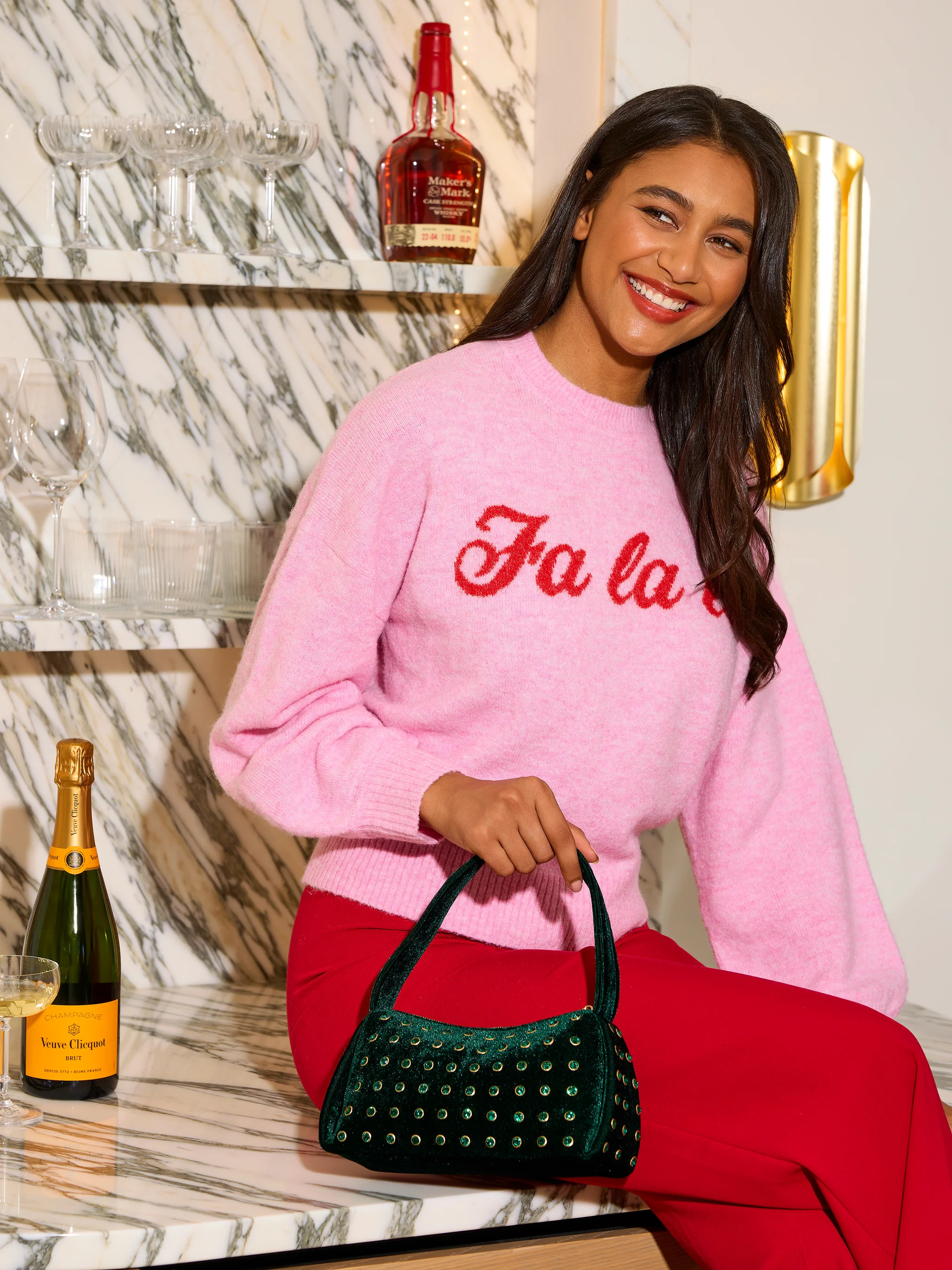 Shiraleah "Fa La La" Sweater, Bubblegum | Shiraleah