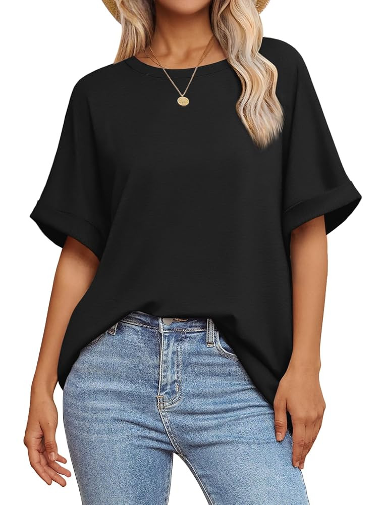 ATHMILE Womens Oversized T Shirts Summer Tops Spring Casual Loose Fit Workout Short Sleeve 2025 B... | Amazon (US)