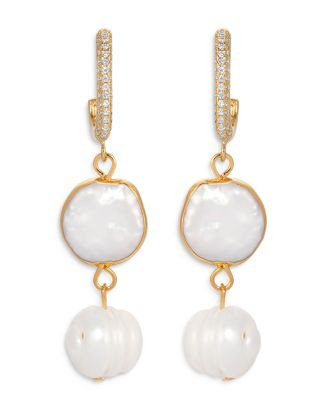 Cultured Freshwater Pearl & Cubic Zirconia Double Drop Earrings | Bloomingdale's (AU)