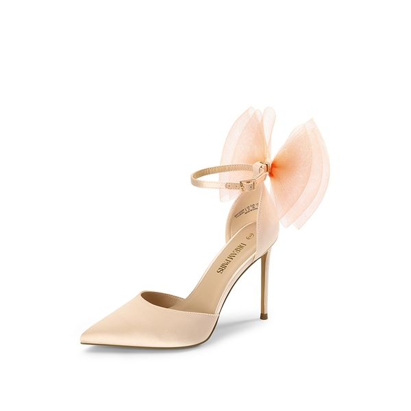 Silky Pointed Toe Bow Stiletto Heel Pumps | Dream Pairs
