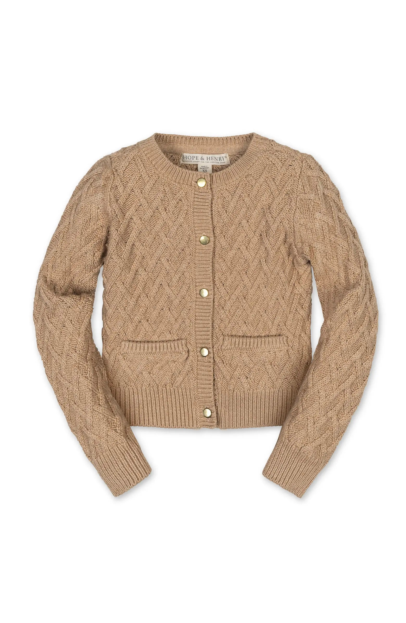 Kids' Organic Long Sleeve Herringbone Cardigan Sweater | Nordstrom