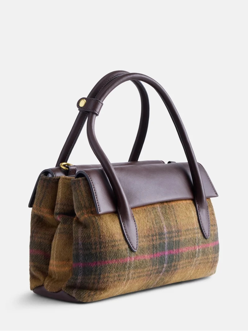 Free Assembly Women's Satchel, Green Plaid | Walmart (US)