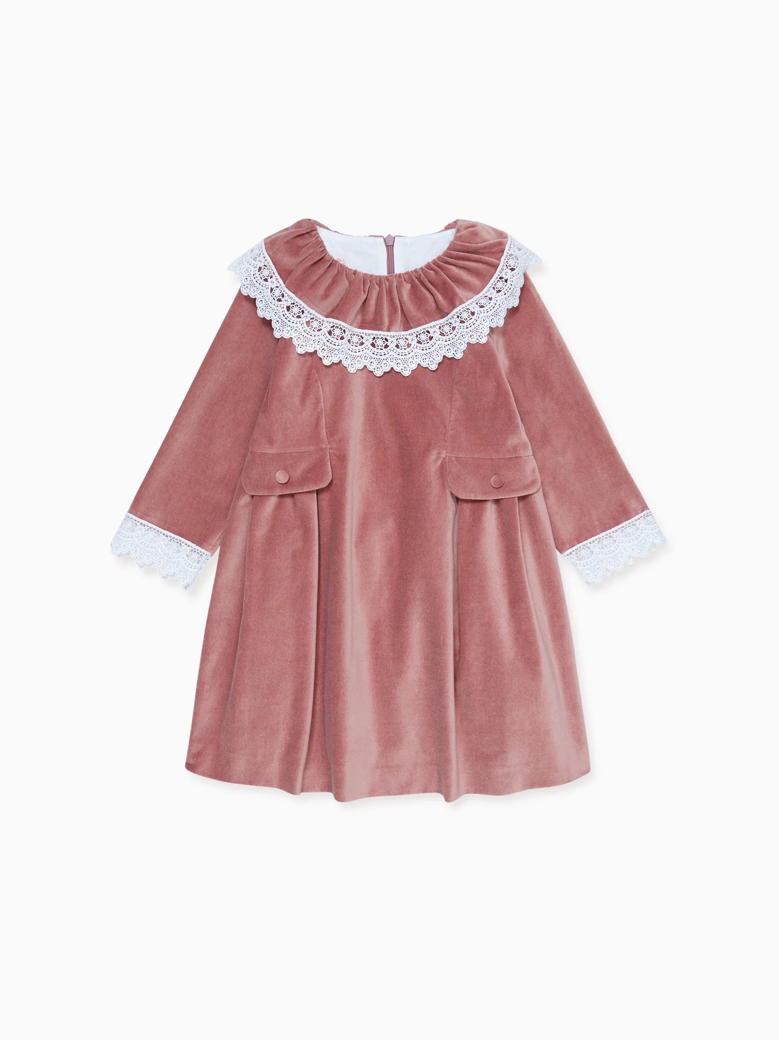 Pink Maranta Girl Velvet Dress | La Coqueta (US)