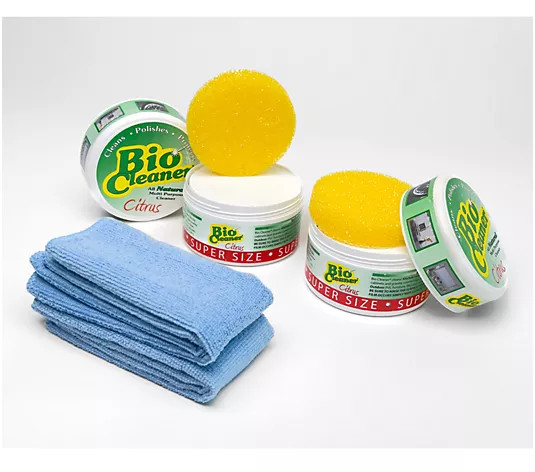 Bio Cleaner Set of (2) 17.5oz Cleaning Clays w/ Towels and Sponges - QVC.com | QVC