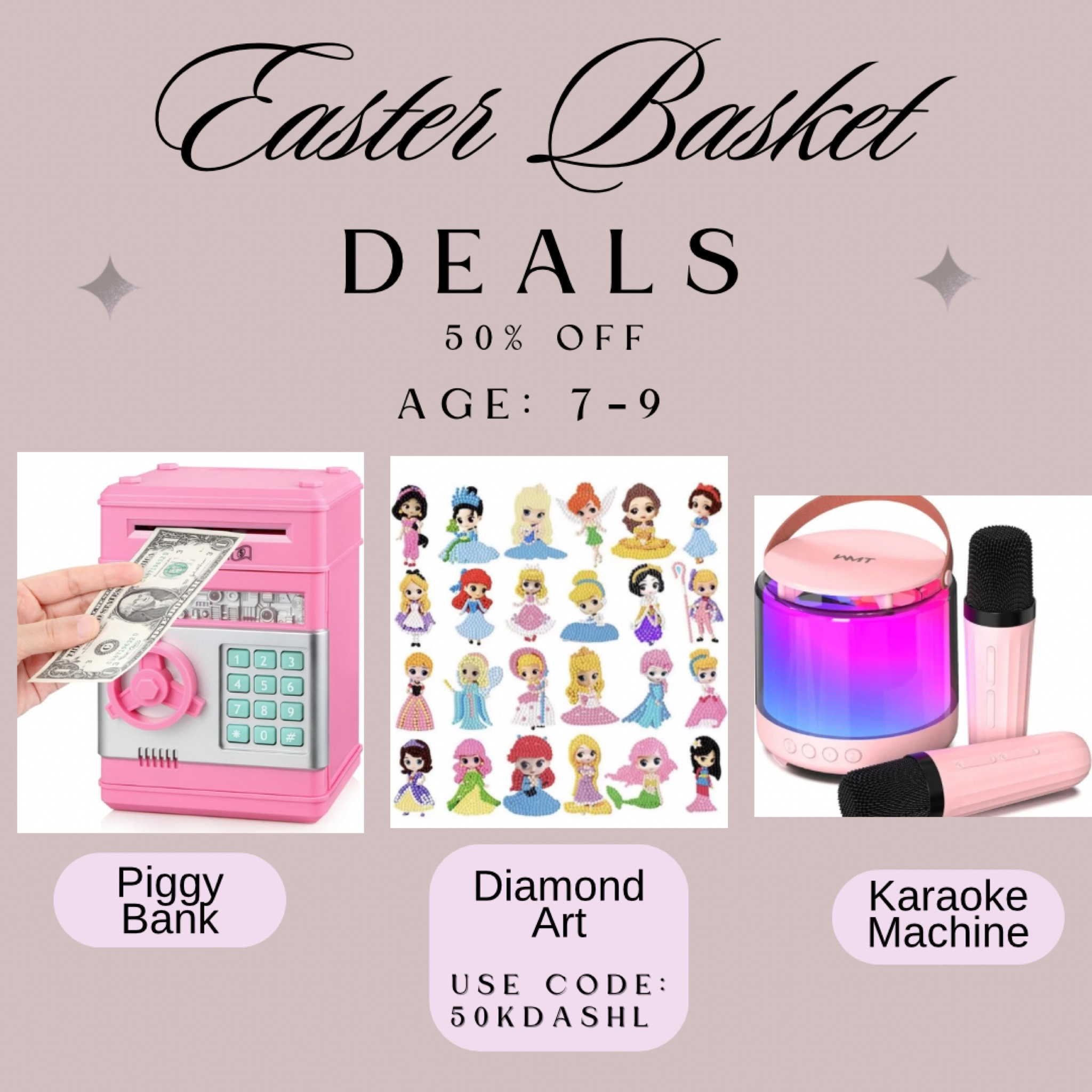Kids Easter gift ideas! Ages 7-9

Piggy bank, diamond art, karaoke machine, kids, girls, toys, deals, sale, half off, 50% off,
#holiday #easter #giftideas 

#LTKFamily #LTKKids #LTKSaleAlert