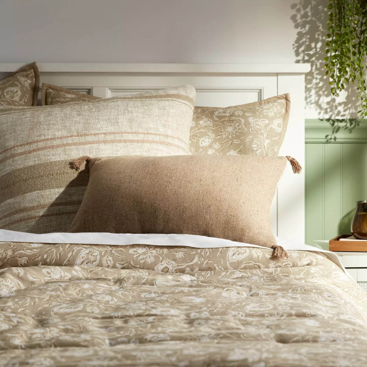 Oblong Traditional Tweed Decorative Throw Pillow Natural Brown - Threshold™ | Target