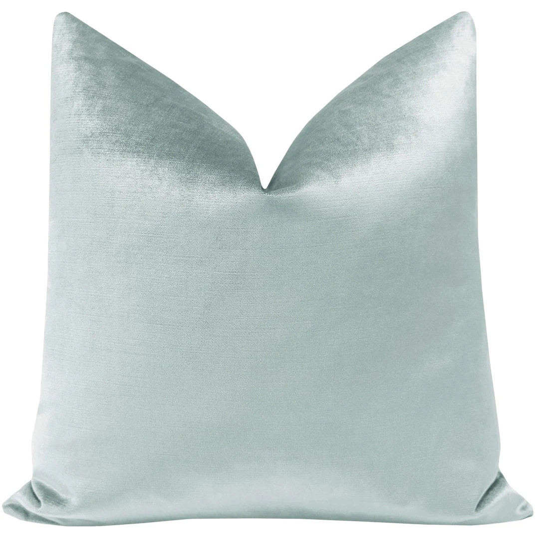Faux Silk Velvet // Mineral Pillow Pale Blue Velvet Pillow Pale Blue Throw Pillow Light Blue Velv... | Etsy (US)