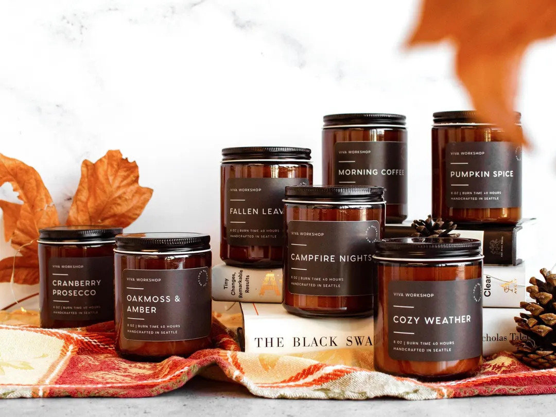 Fall Soy Wax Candle Cozy Autumn Scents | Pumpkin, Apple, Bourbon & More | Handmade Gift for Her o... | Etsy (US)