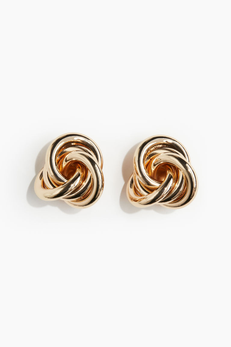 H & M - Knot-Detail Clip Earrings - Gold | H&M (US + CA)