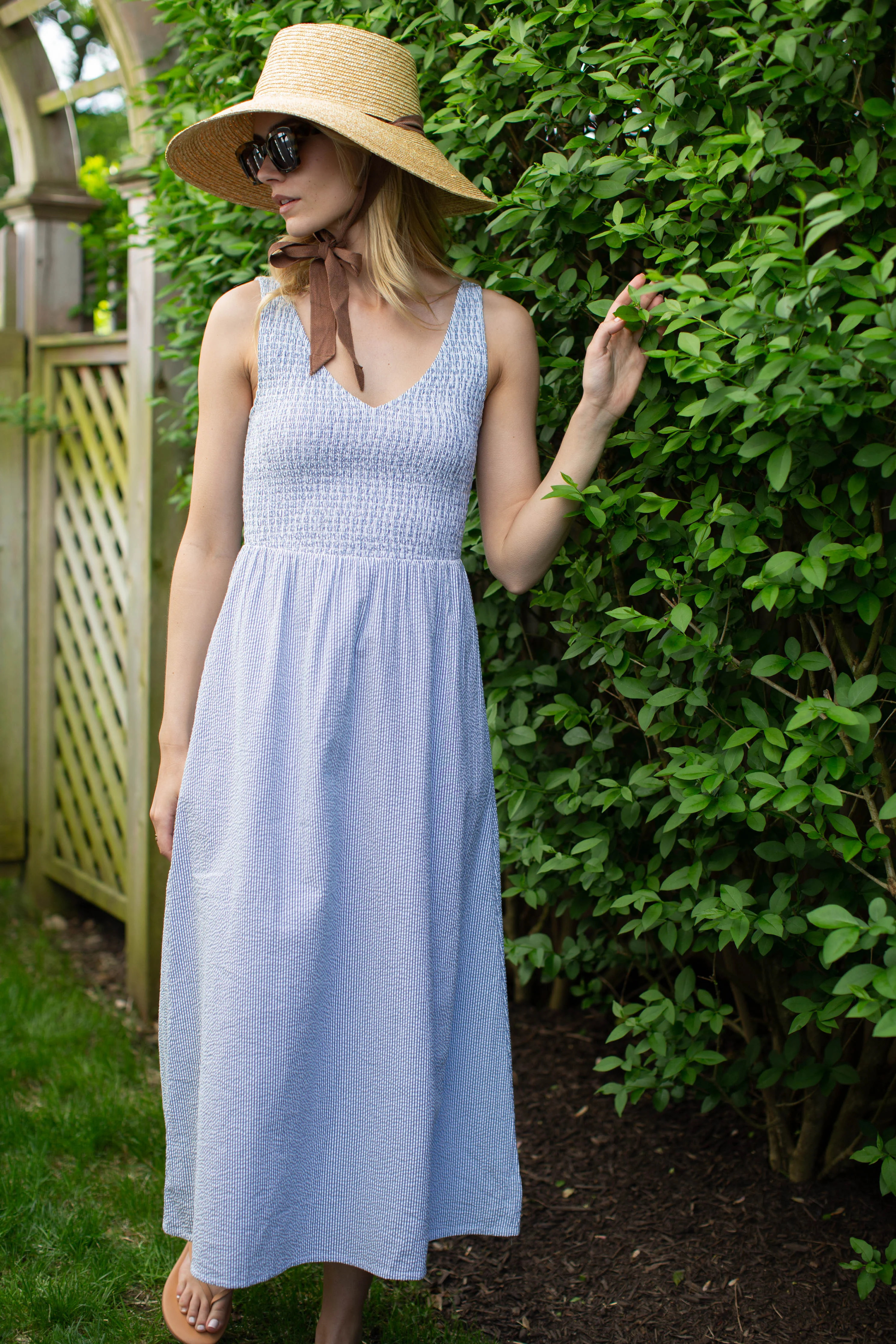 Cora Dress - Blue Seersucker | Marea