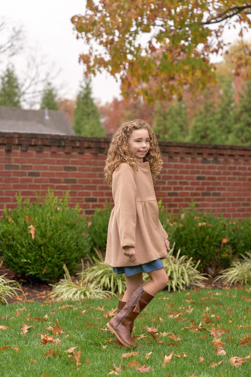 Penelope Peacoat - Cape Elizabeth Camel with Palmetto Pearl & Brass Bu | The Beaufort Bonnet Company