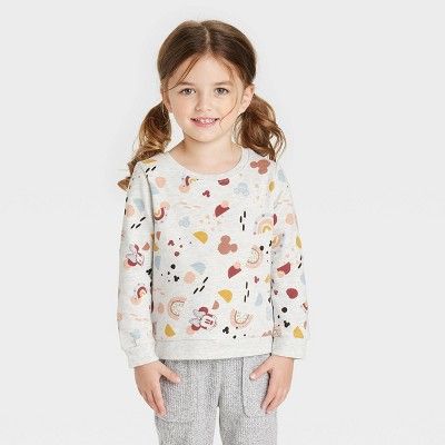 Toddler Girls' Disney Minnie Mouse Printed Pullover Sweatshirt - Yellow | Target