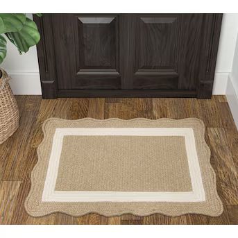 allen + roth 2 X 3 (ft) Braided Natural Indoor/Outdoor Border Farmhouse/Cottage Throw Rug | Lowe's