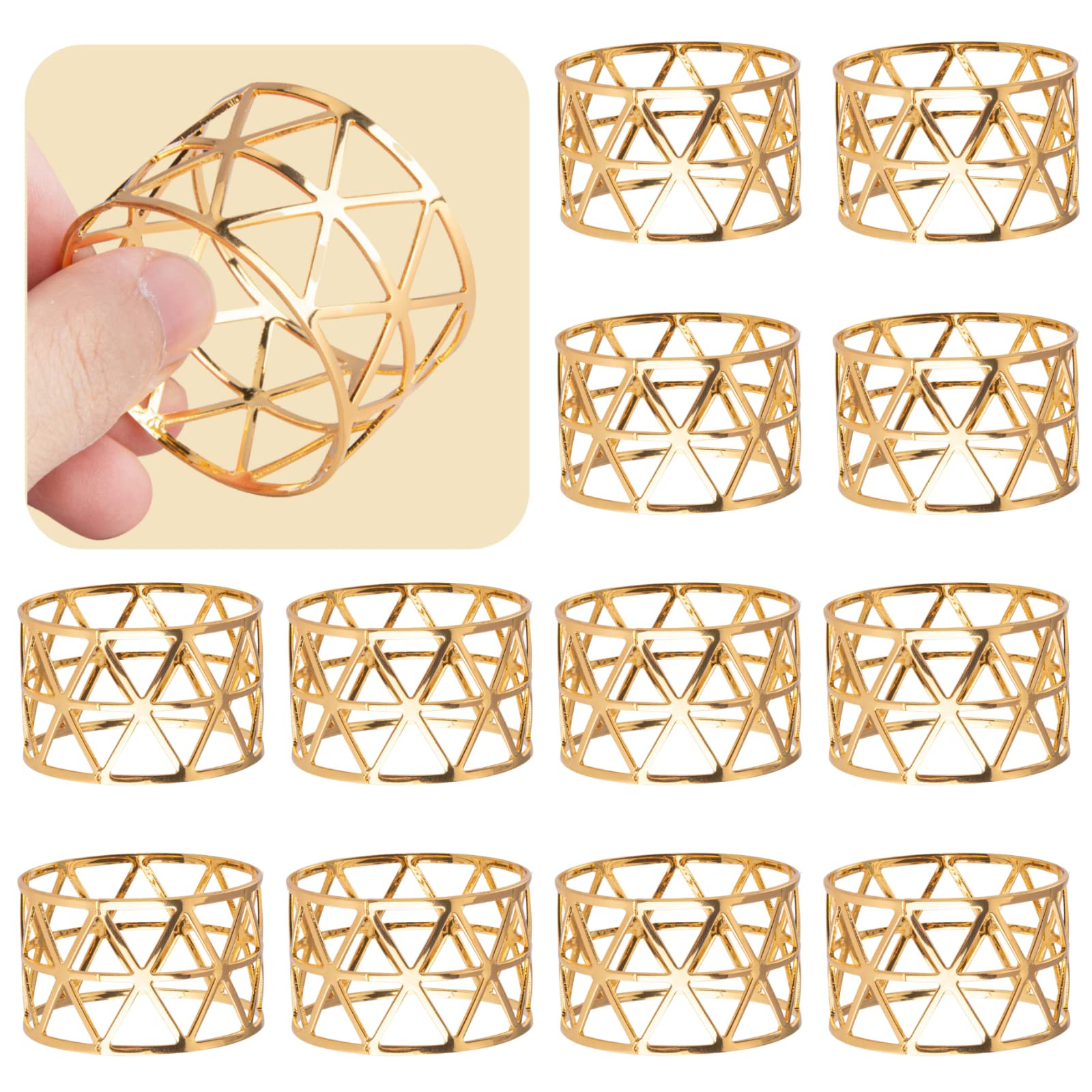 12PCS – Gold Napkin Rings Set of 12, Holiday Napkin Holders for Dining, Anniversary, Birthday, ... | Amazon (US)