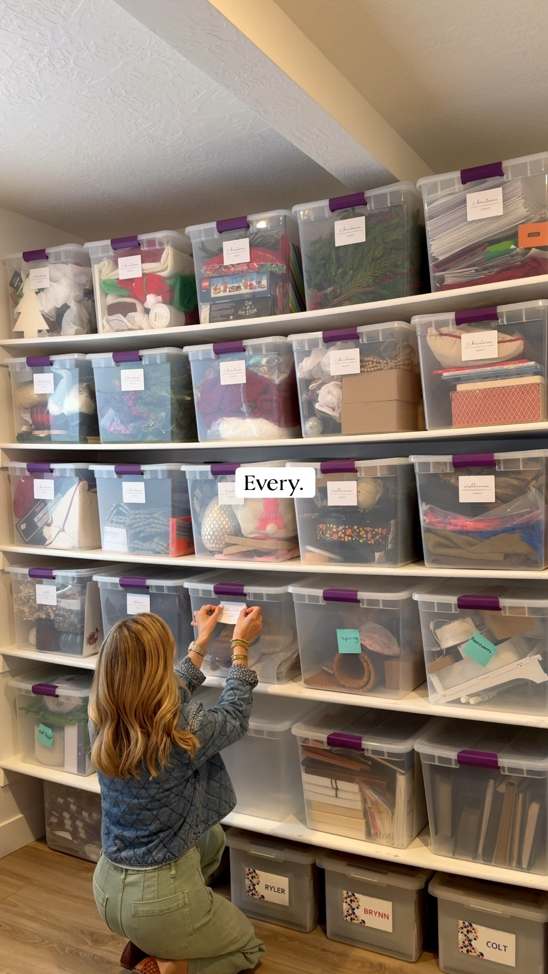 Remember when I said I needed to tackle this room…😅

It was completely out of control.
And it definitely got worse before it got better.

This was me actually practicing what I preach: pulling everything out, decluttering what we didn’t need,
and only putting back what we actually use.

Grouping like items together and starting fresh made the biggest difference. The labels just made it easy to maintain. (I just printed the labels at home - super easy! 🙌🏻)

And now it finally works 💃🏼