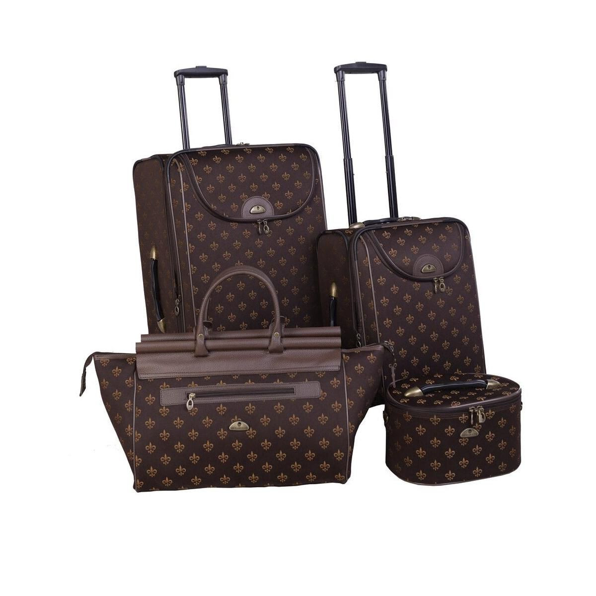 American Flyer Fleur De Lis 4-Piece Luggage Set - Brown | Target