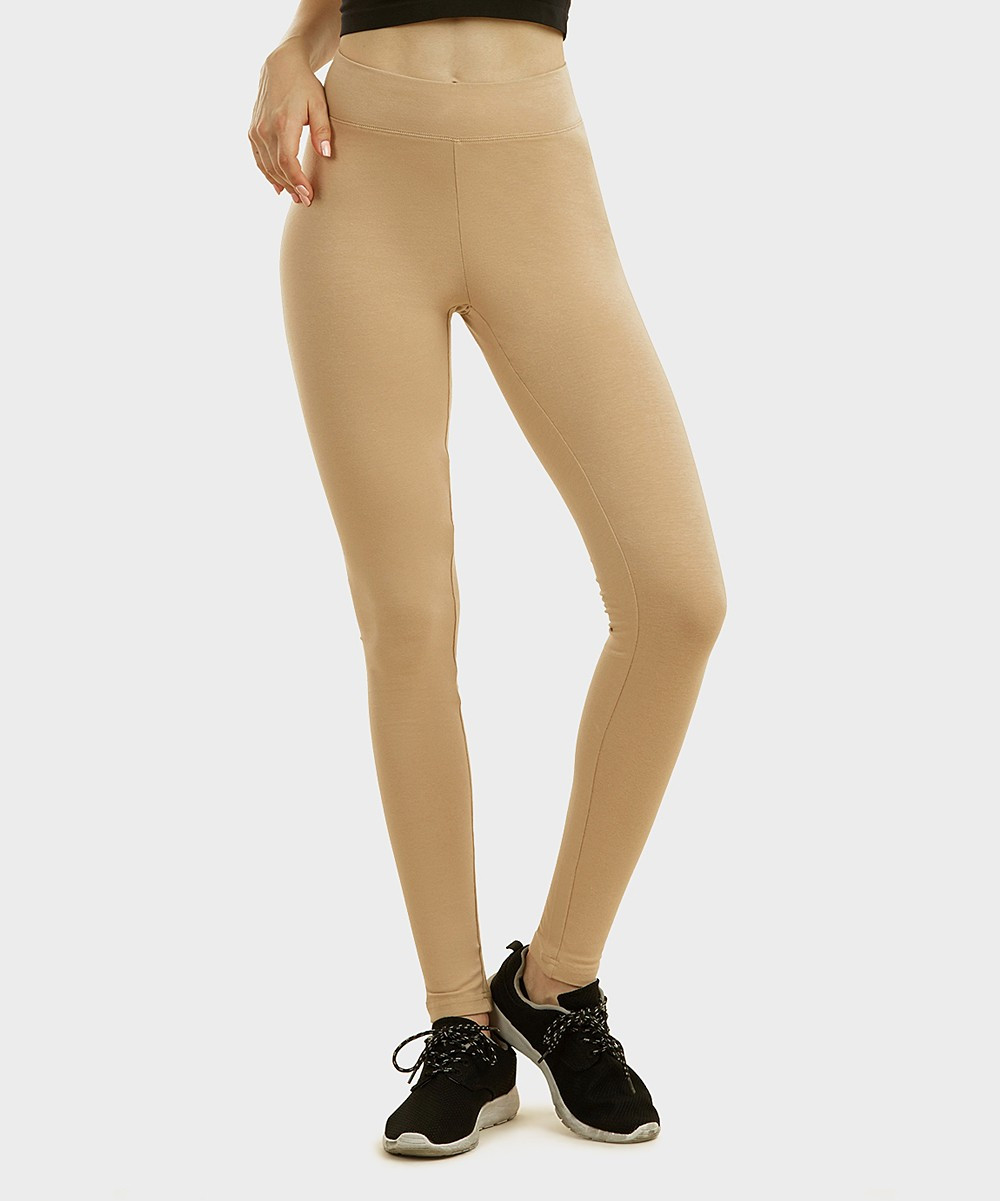 24|7 Frenzy Women's Leggings BEIGE - Beige Leggings - Women | Zulily