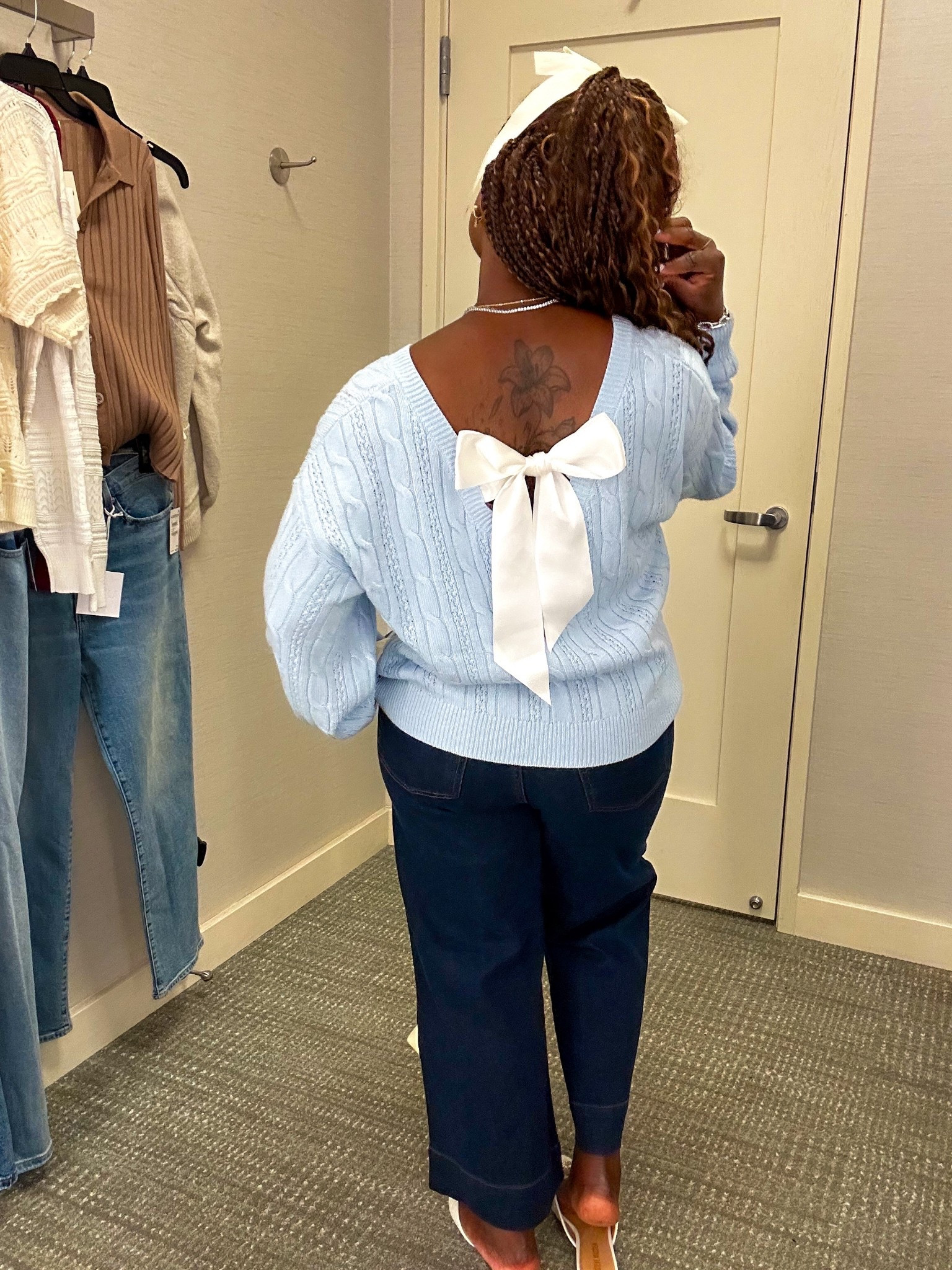 This Bow on the sweater is soo cute and currently less than $40! Wearing size medium.

#LTKStyleTip #LTKFindsUnder50 #LTKSaleAlert