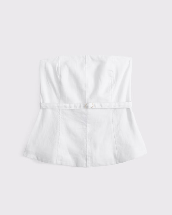 Premium Linen Strapless Tailored Top | Abercrombie & Fitch (US)