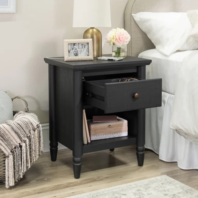 My Texas House Monroe 1 Drawer Nightstand, with USB, Black Oak Finish | Walmart (US)
