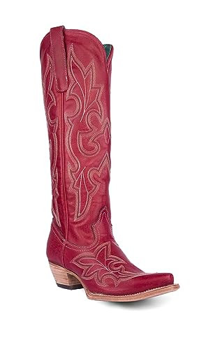 Corral Boots Women's Embroidered Tall Top Snip Toe Cowboy Boot (Red, 9.5M US) | Amazon (US)