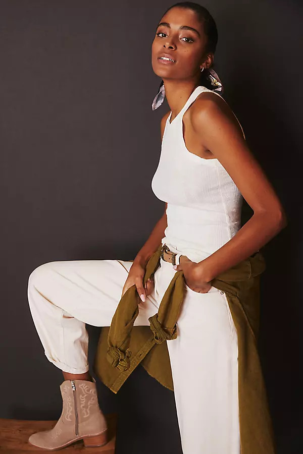 Pilcro Ribbed Tank By Pilcro in White Size XL | Anthropologie (US)