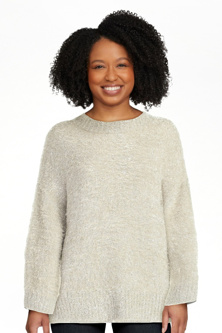 Scoop Women's Tinsel Knit Tunic Sweater with Long Sleeves, Midweight, Sizes, XS-XXL - Walmart.com | Walmart (US)