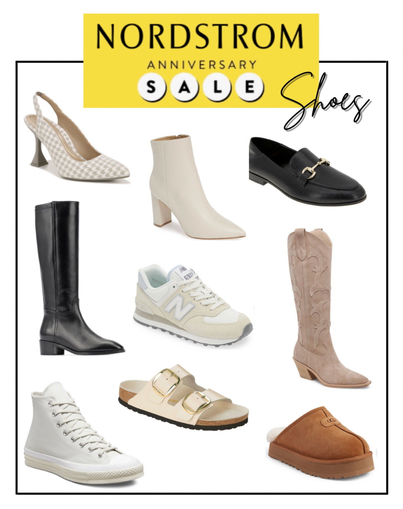 Nordstrom Anniversary Shoes / NSale / Nordstrom Sale / NSale 2023 / loafers / western boots / white Converse / Birkenstocks / UGG slippers / platform UGGs / New Balance / white booties 

#LTKshoecrush #LTKxNSale #LTKsalealert