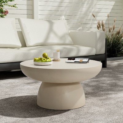 Christopher Knight Home Shipley Outdoor 27.5" Lightweight Concrete Round Coffee Table, Cream Off-... | Target