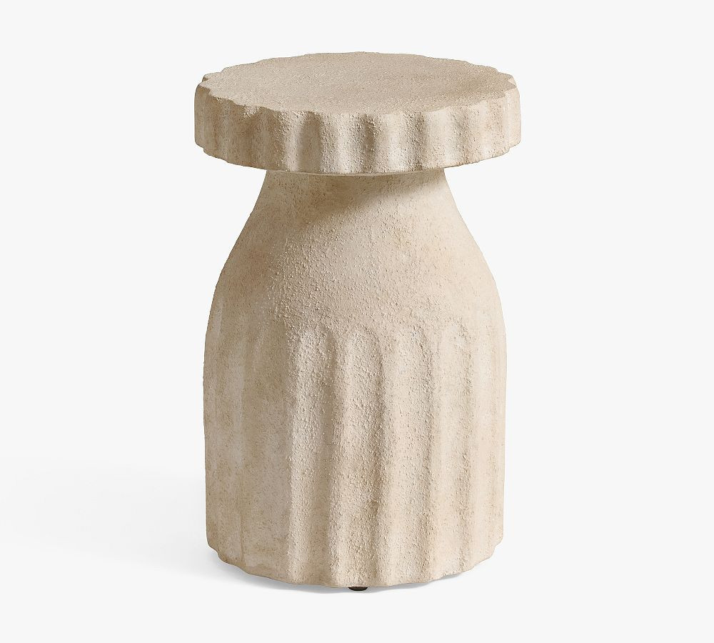 Salina Round 13" Outdoor Accent Table, Ivory | Pottery Barn (US)