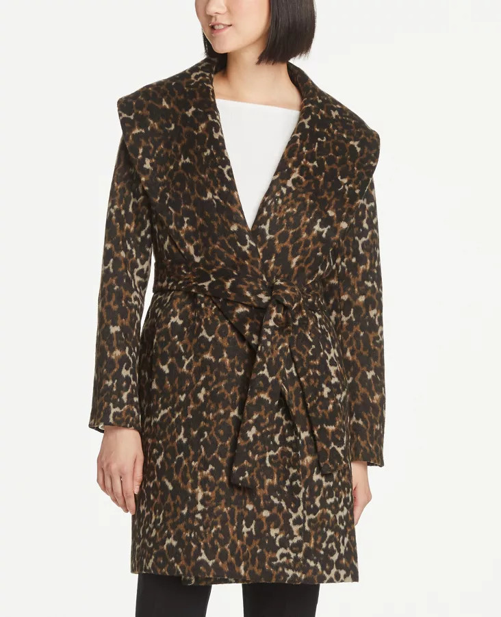 LEOPARD PRINT WRAP COAT | Ann Taylor Factory