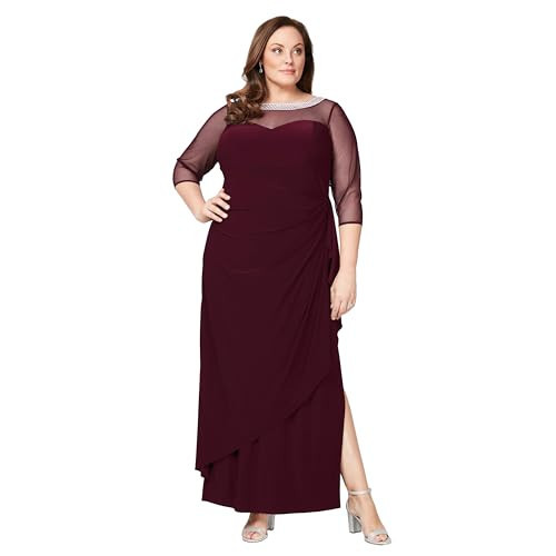 Alex Evenings Women's Long Matte Jersey Mother of The Bride Dress with 3/4 Sleeves (Plus Size) | Amazon (US)
