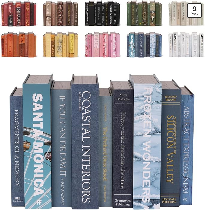 ORITZIO Blue Faux Books Set of 9 - Hidden Storage Fake Books Ideal for Coffee Table, Home Staging... | Amazon (US)