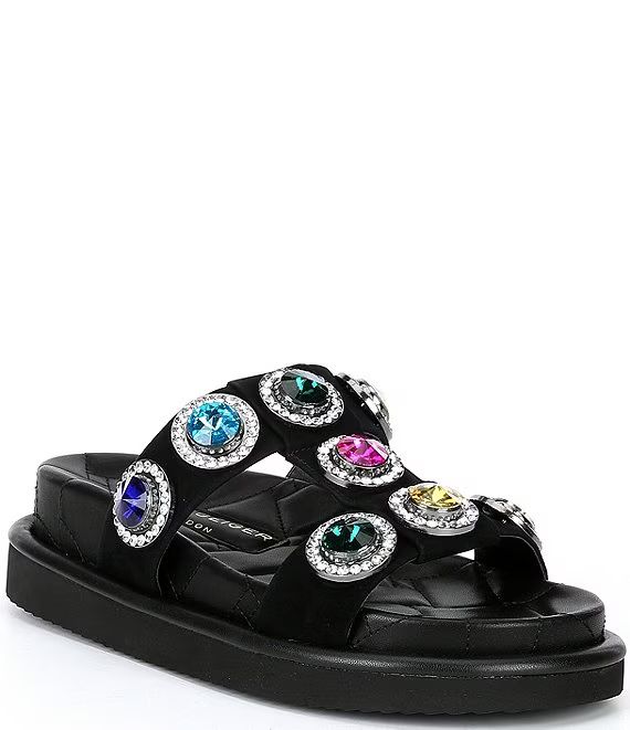 Orson Rainbow Crystal Leather Slide Sandals | Dillard's