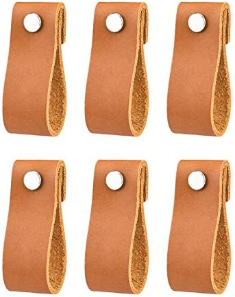 6 Pack Handmade Leather Drawer Pull Leather Cabinet Pulls Leather Handle Wardrobe Door Handle Pul... | Amazon (US)