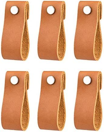6 Pack Handmade Leather Drawer Pull Leather Cabinet Pulls Leather Handle Wardrobe Door Handle Pul... | Amazon (US)
