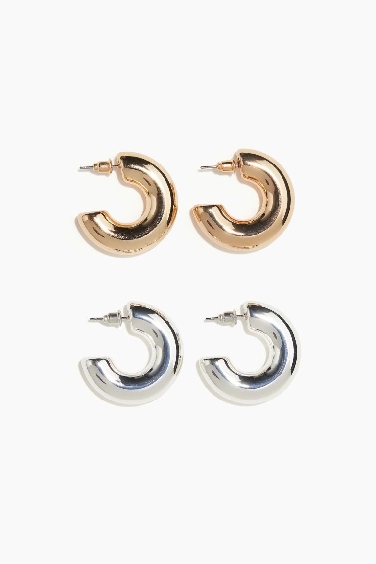 2 Pairs Chunky Hoop Earrings | H&M (US + CA)