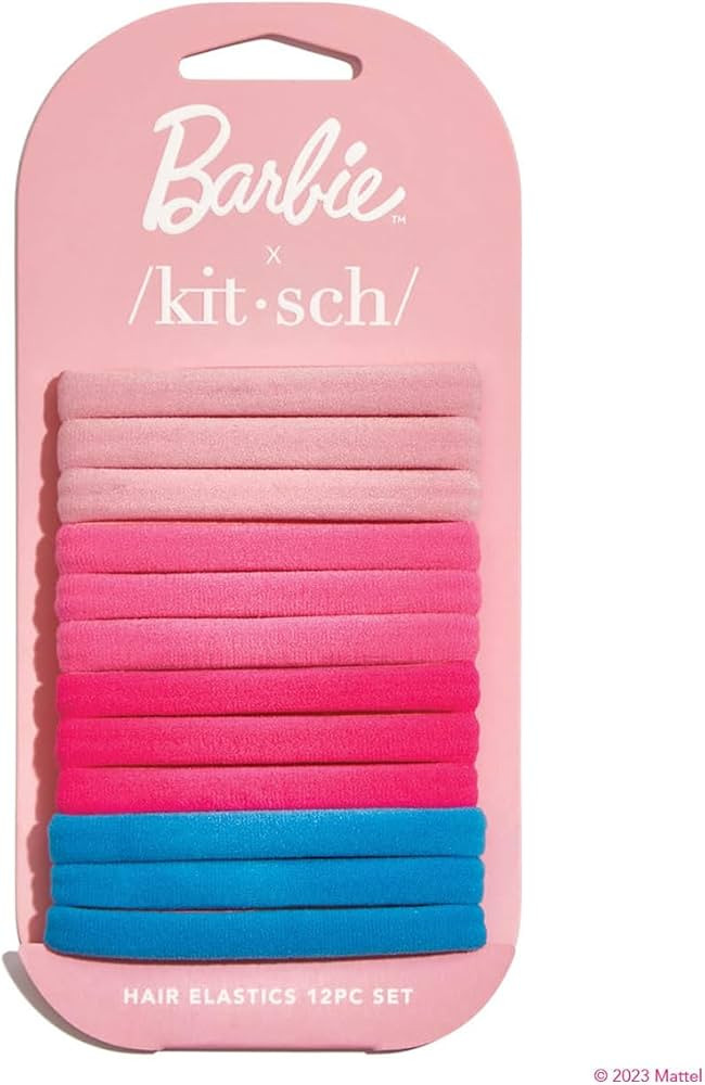 Barbie x Kitsch Elastic Hair Ties for Women - Thick Hair Ties No Damage | Rubber Bands for Hair |... | Amazon (US)