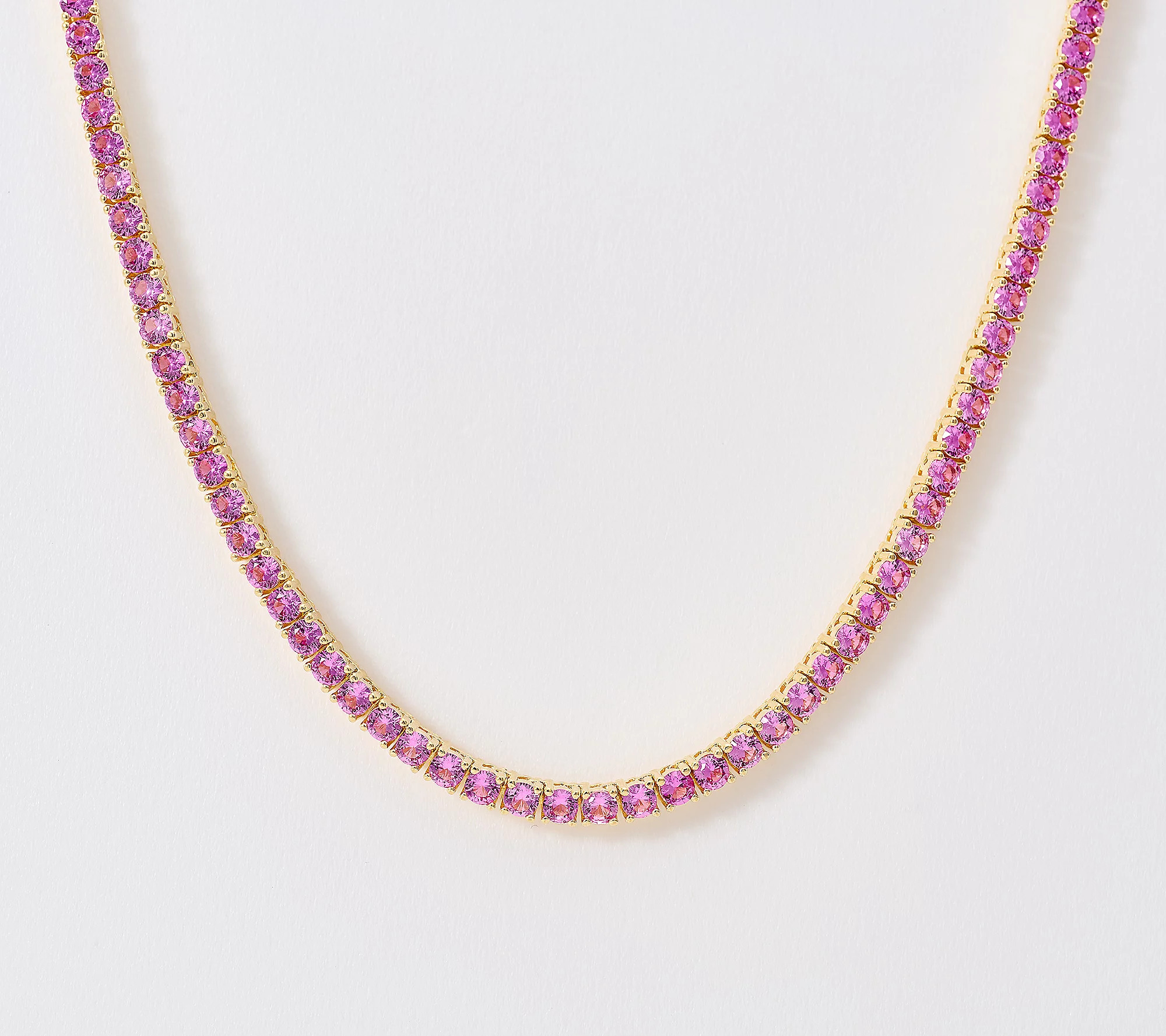 Diamonique Italia Pink Tennis Necklace, Bronze | QVC